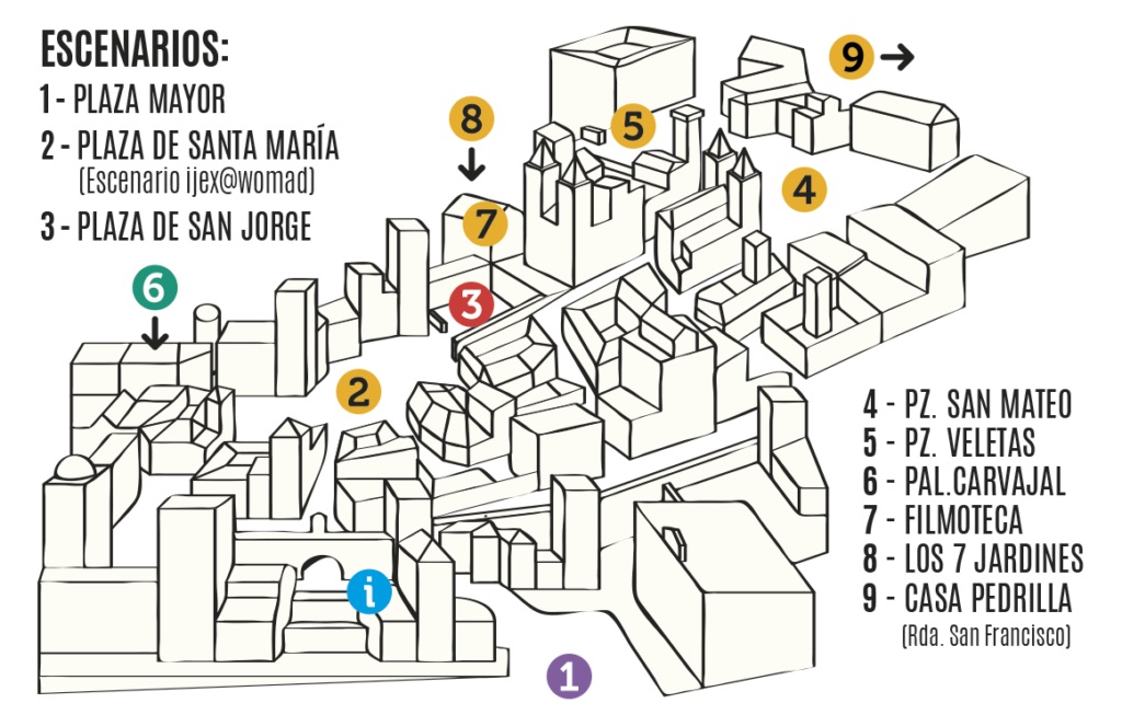 Mapa WOMAD Cáceres 2024