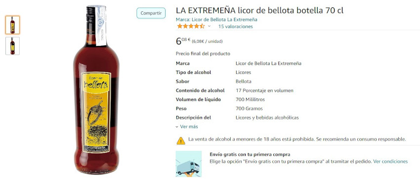 Comprar licor de bellota en Amazon