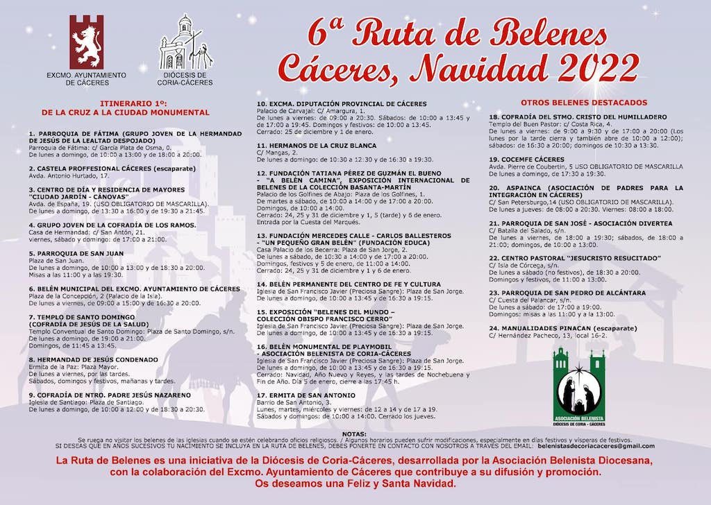 Ruta de los belenes de Cáceres en el año 2022