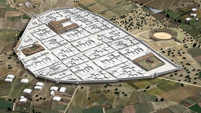 Reconstrucción de cómo sería la ciudad romana de Contributa Iulia en su época original